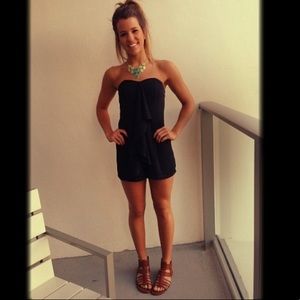 Express black strapless romper sweetheart top